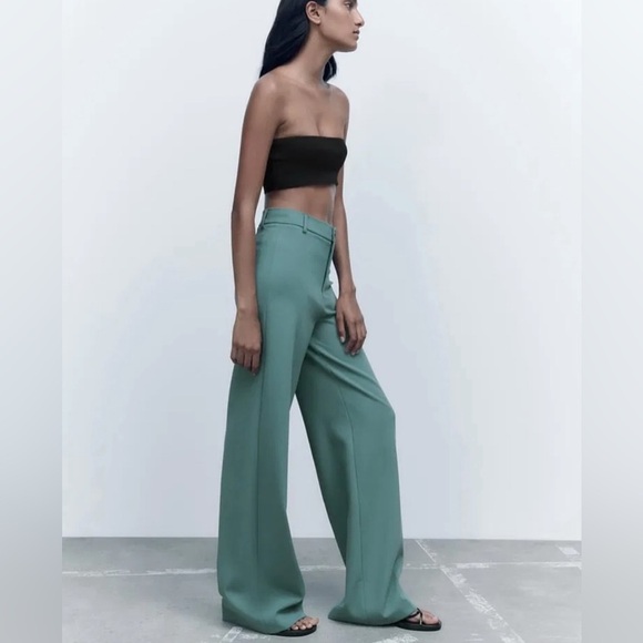 Zara Green Wide Leg Pants - Picture 8 of 12